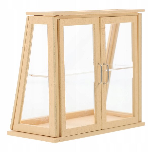 Miniatuur beige houten dessertvitrine voor poppenhuis