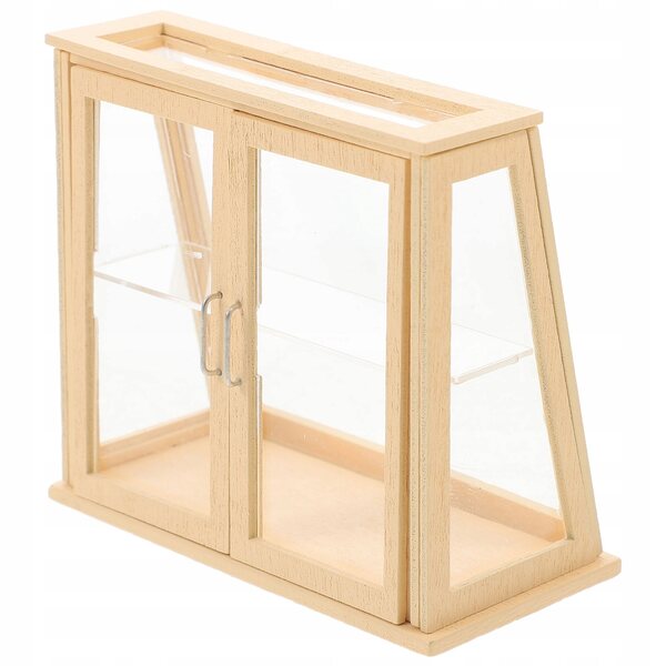 Miniatuur beige houten dessertvitrine voor poppenhuis