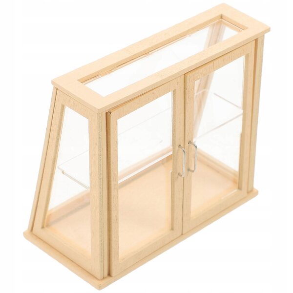 Miniatuur beige houten dessertvitrine voor poppenhuis