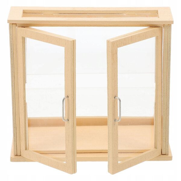 Miniatuur beige houten dessertvitrine voor poppenhuis