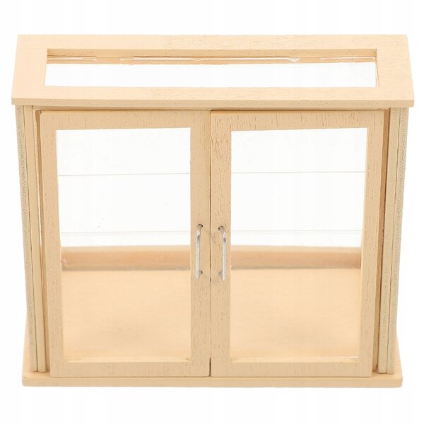 Miniatuur beige houten dessertvitrine voor poppenhuis