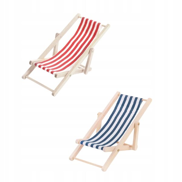 Mini Sdraio in Legno per Case di Bambole - Set da 2 Pezzi Multicolore