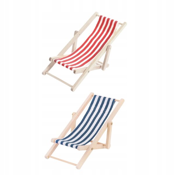 Mini Sdraio in Legno per Case di Bambole - Set da 2 Pezzi Multicolore