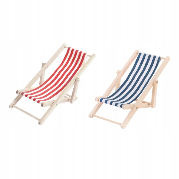 Mini Sdraio in Legno per Case di Bambole - Set da 2 Pezzi Multicolore