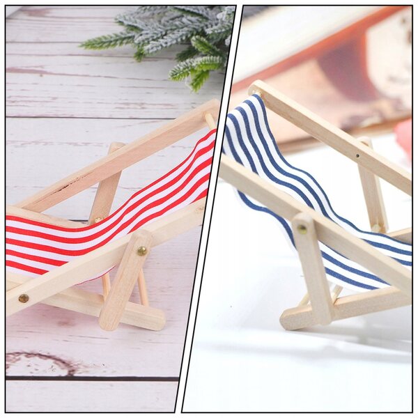 Mini Sdraio in Legno per Case di Bambole - Set da 2 Pezzi Multicolore