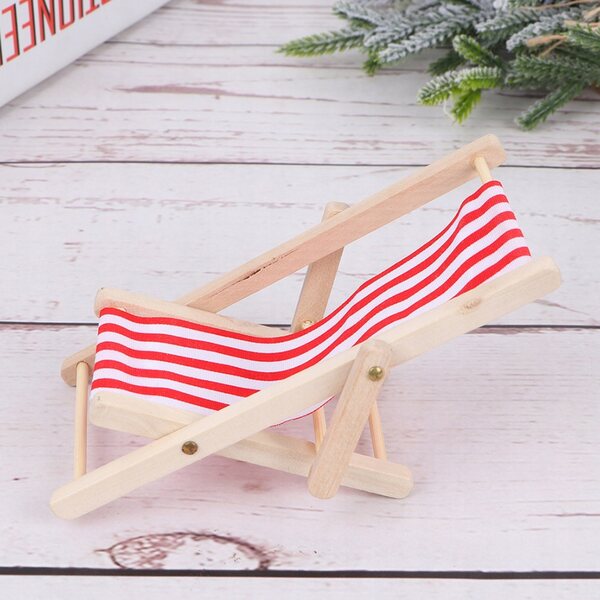 Mini Sdraio in Legno per Case di Bambole - Set da 2 Pezzi Multicolore