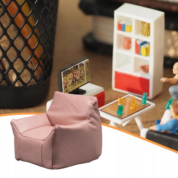 Miniatura divano vintage rosa in PU per casa delle bambole scala 1:12