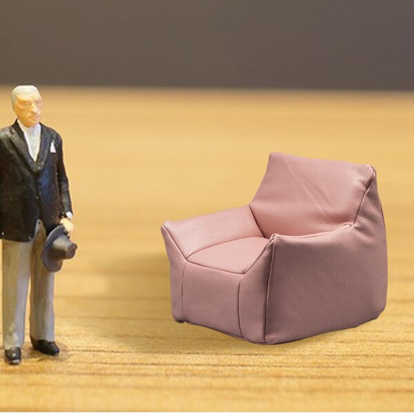 Miniatura divano vintage rosa in PU per casa delle bambole scala 1:12