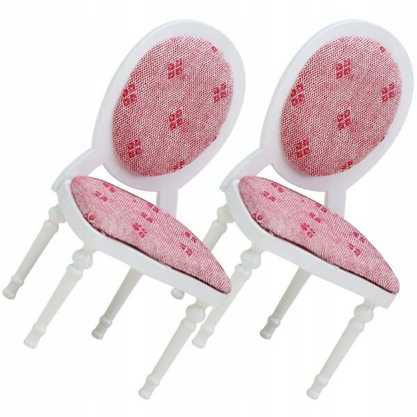 Set 2 Mini Poltroncine in Legno per Casa delle Bambole, Accessori Decorativi