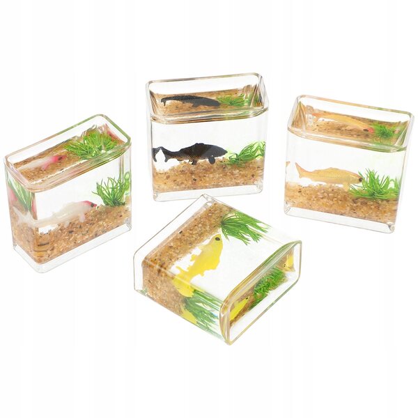 4 dekorative Miniatur-Aquarien aus Kunststoff für Mini-Domänen und Aquarien