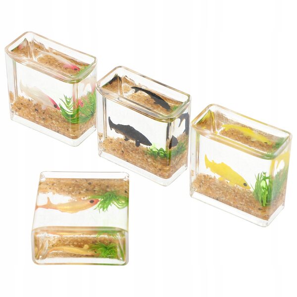 4 dekorative Miniatur-Aquarien aus Kunststoff für Mini-Domänen und Aquarien