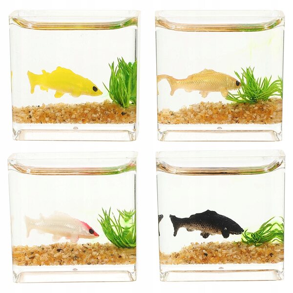 4 dekorative Miniatur-Aquarien aus Kunststoff für Mini-Domänen und Aquarien