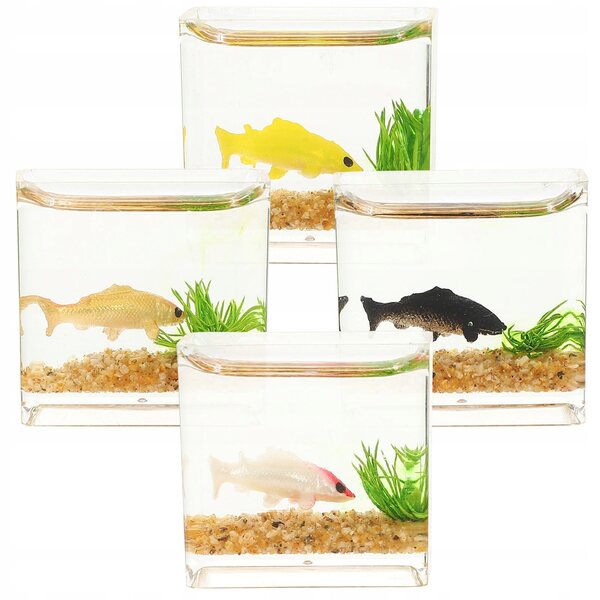 4 dekorative Miniatur-Aquarien aus Kunststoff für Mini-Domänen und Aquarien