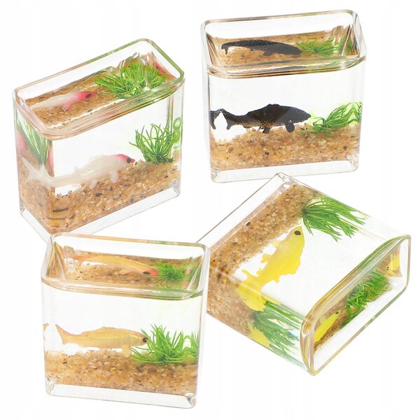 4 dekorative Miniatur-Aquarien aus Kunststoff für Mini-Domänen und Aquarien