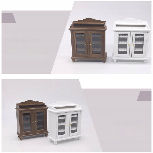 Miniatura di Mobiletto in Legno Bianco per Casa delle Bambole, Design Realistico