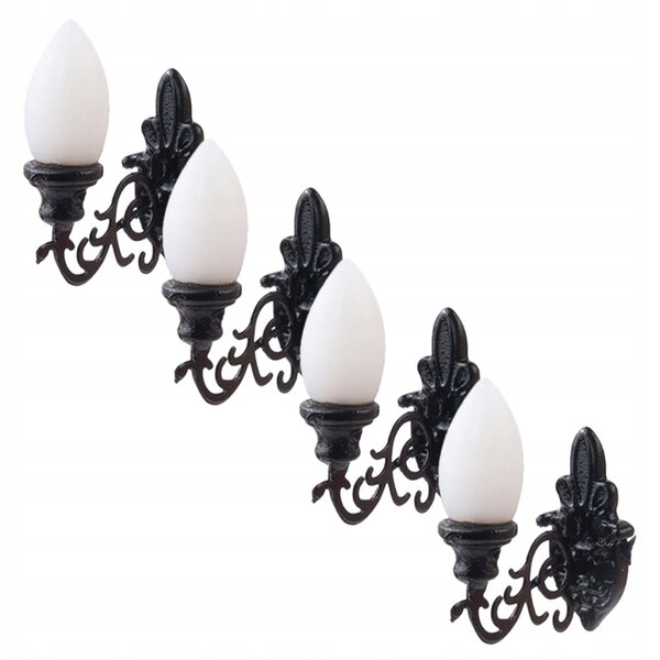 Mini lampade da parete nere in ABS per case delle bambole 4 pezzi