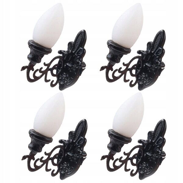 Mini lampade da parete nere in ABS per case delle bambole 4 pezzi
