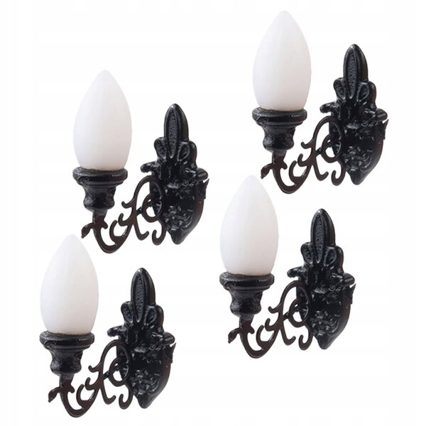 Mini lampade da parete nere in ABS per case delle bambole 4 pezzi