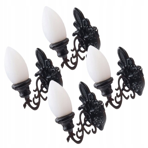 Mini lampade da parete nere in ABS per case delle bambole 4 pezzi
