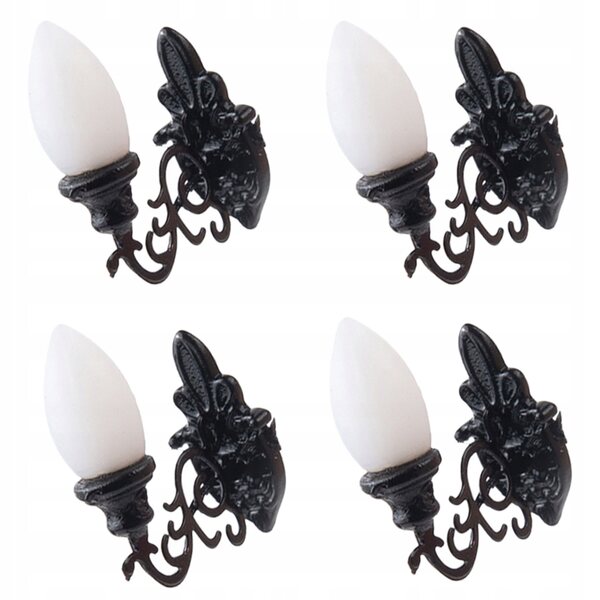 Mini lampade da parete nere in ABS per case delle bambole 4 pezzi