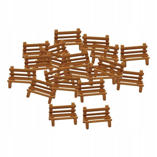 Set 20 Mini Panche in Legno per Modellismo 1:200 Outdoor e Scene Urbane