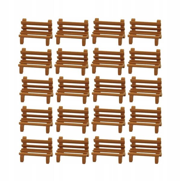Set 20 Mini Panche in Legno per Modellismo 1:200 Outdoor e Scene Urbane