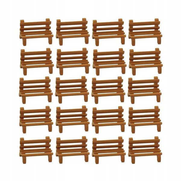 Set 20 Mini Panche in Legno per Modellismo 1:200 Outdoor e Scene Urbane