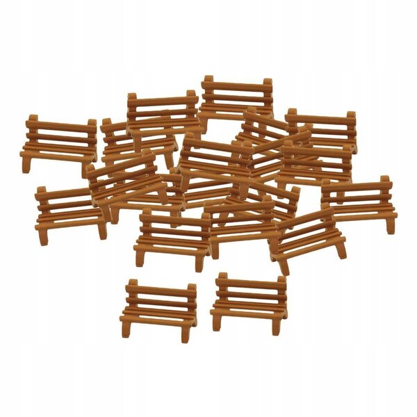 Set 20 Mini Panche in Legno per Modellismo 1:200 Outdoor e Scene Urbane