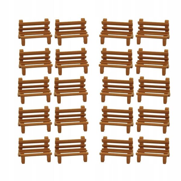 Set 20 Mini Panche in Legno per Modellismo 1:200 Outdoor e Scene Urbane