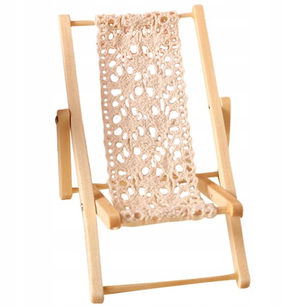 Buntes Mini-Strandbett aus Holz zum Zusammenklappen für das Puppenhaus