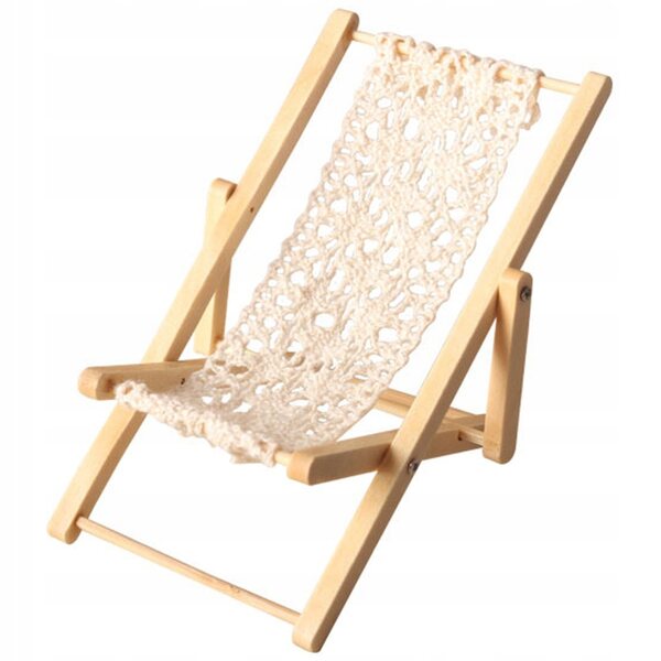 Buntes Mini-Strandbett aus Holz zum Zusammenklappen für das Puppenhaus