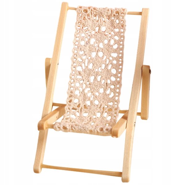 Buntes Mini-Strandbett aus Holz zum Zusammenklappen für das Puppenhaus