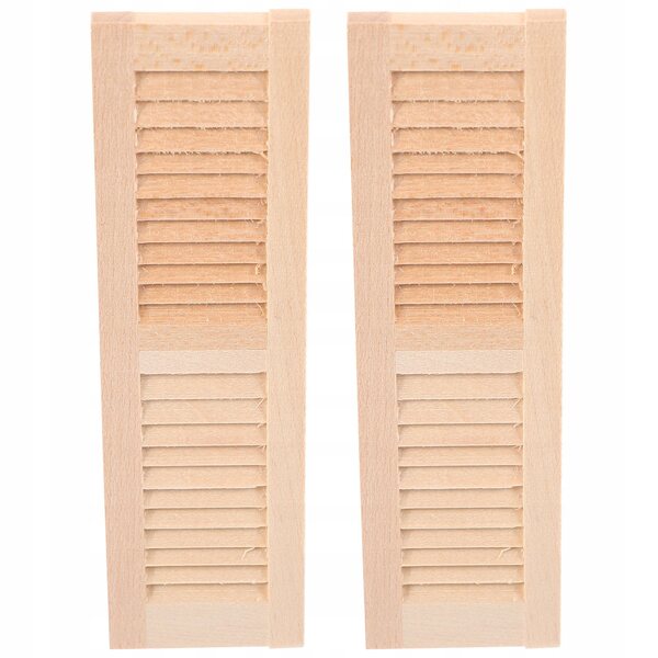 Khakifarbene Mini-Fensterläden aus Holz für Puppenhäuser – 2-teiliges Set