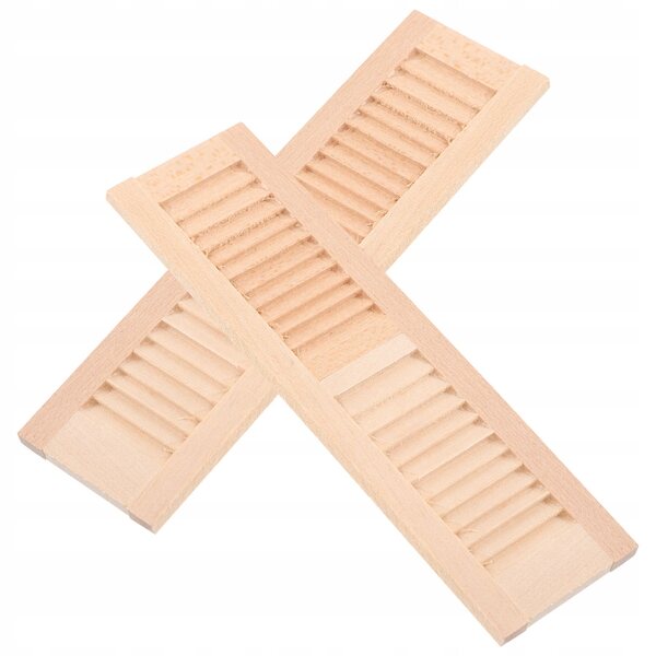 Khakifarbene Mini-Fensterläden aus Holz für Puppenhäuser – 2-teiliges Set