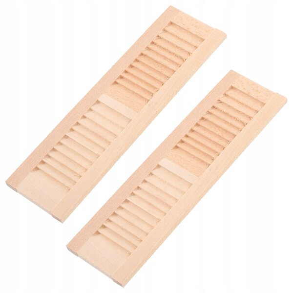 Khakifarbene Mini-Fensterläden aus Holz für Puppenhäuser – 2-teiliges Set