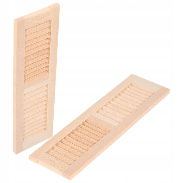 Khakifarbene Mini-Fensterläden aus Holz für Puppenhäuser – 2-teiliges Set