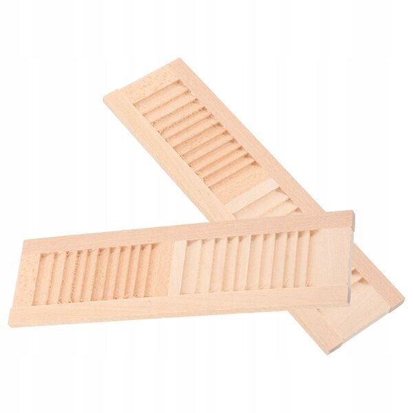 Khakifarbene Mini-Fensterläden aus Holz für Puppenhäuser – 2-teiliges Set