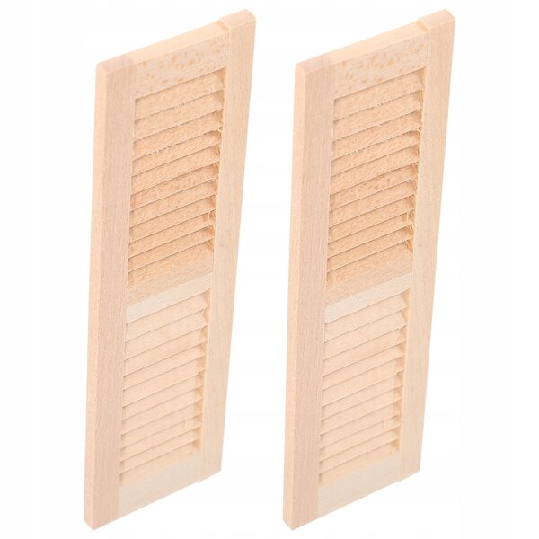 Khakifarbene Mini-Fensterläden aus Holz für Puppenhäuser – 2-teiliges Set