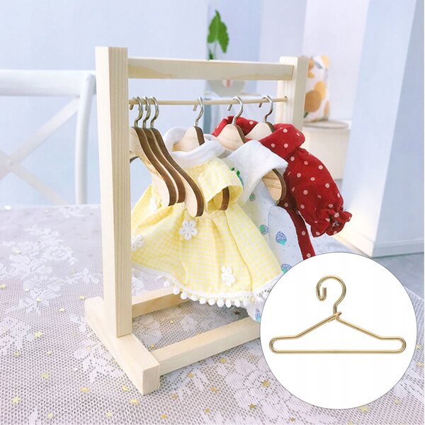 Lot de 50 mini cintres en métal pour vêtements de poupée, couleur or durable