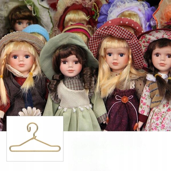 Lot de 50 mini cintres en métal pour vêtements de poupée, couleur or durable