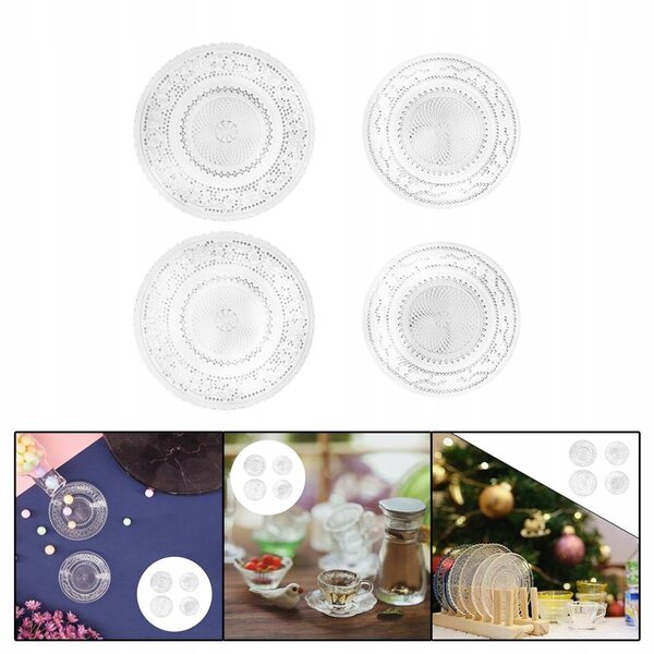 Set 4 Piatti Miniatura per Casa delle Bambole Scala 1:12 in Legno Trasparente