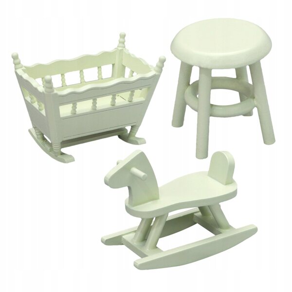 Mini culla e cavallo a dondolo in legno: decorazione domestica durevole