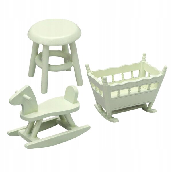 Mini culla e cavallo a dondolo in legno: decorazione domestica durevole