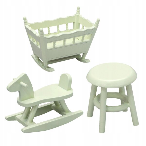 Mini culla e cavallo a dondolo in legno: decorazione domestica durevole