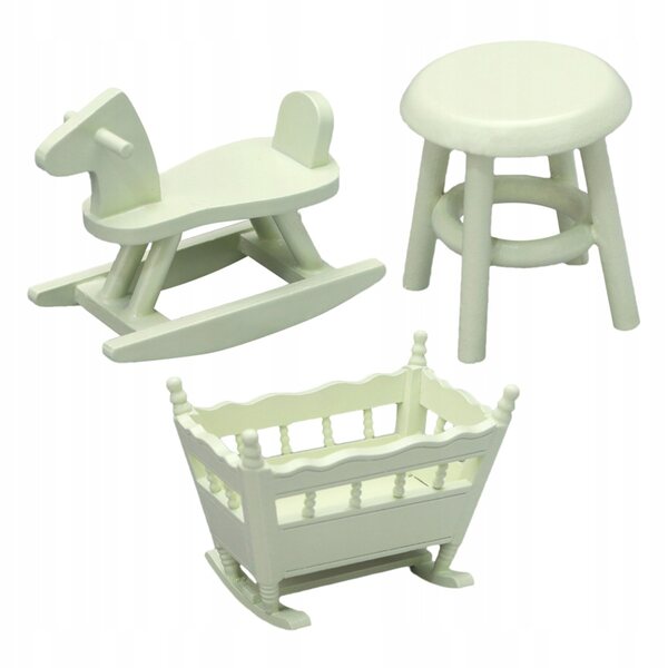 Mini culla e cavallo a dondolo in legno: decorazione domestica durevole