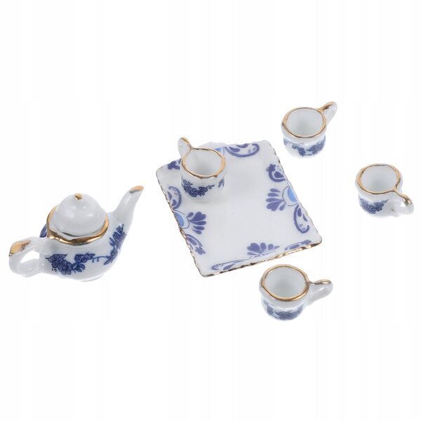 Set Miniature in Ceramica per Casa delle Bambole con Tazze e Teiera Colorata