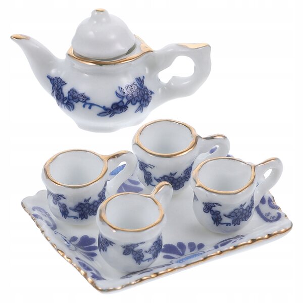 Set Miniature in Ceramica per Casa delle Bambole con Tazze e Teiera Colorata