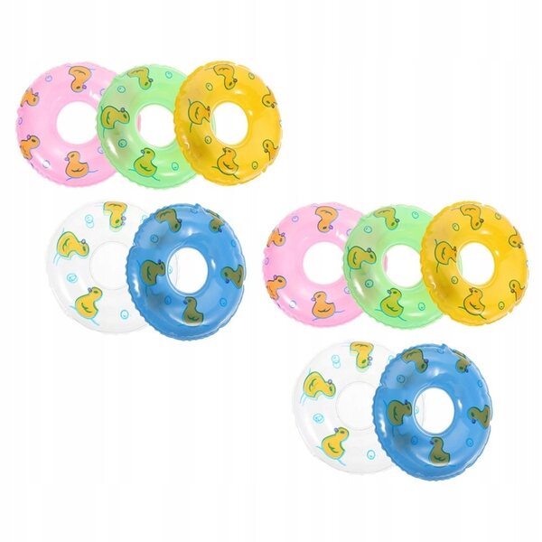 10 farbige Mini-Aufblasringe aus PVC für Dekorationen und Miniaturen