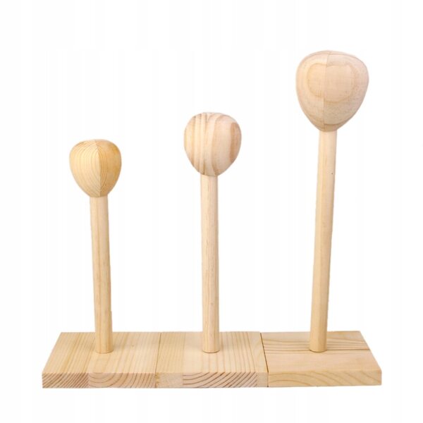 Stativo in legno naturale per esposizione parrucche bambole BJD 1/4 e 1/6