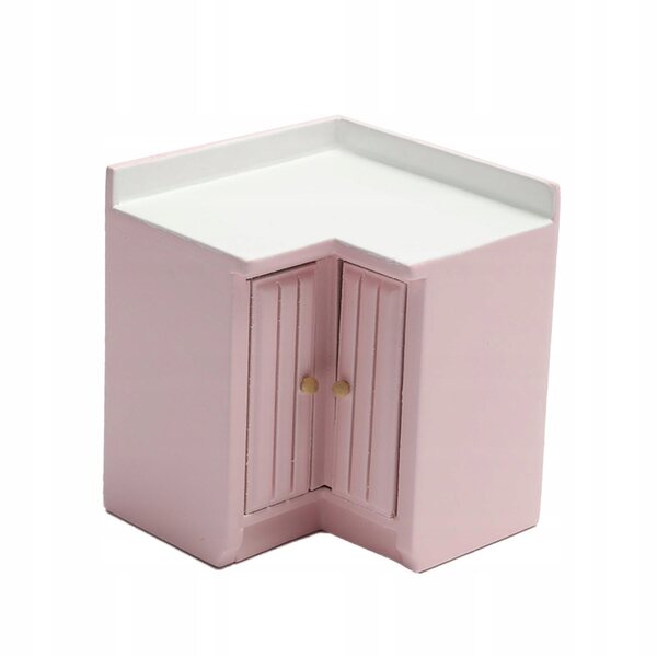 Mobile ad angolo per casa delle bambole 1:12 Mobile da cucina in legno rosa per casa delle bambole